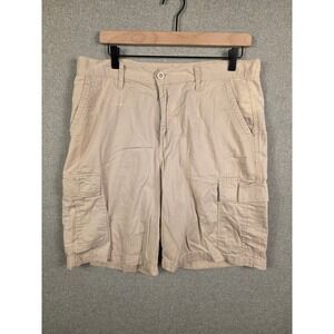 Bugle Boy Mens Khaki Cargo Shorts Tan‎ Cotton Twill Multi Pocket Size 36 Utility